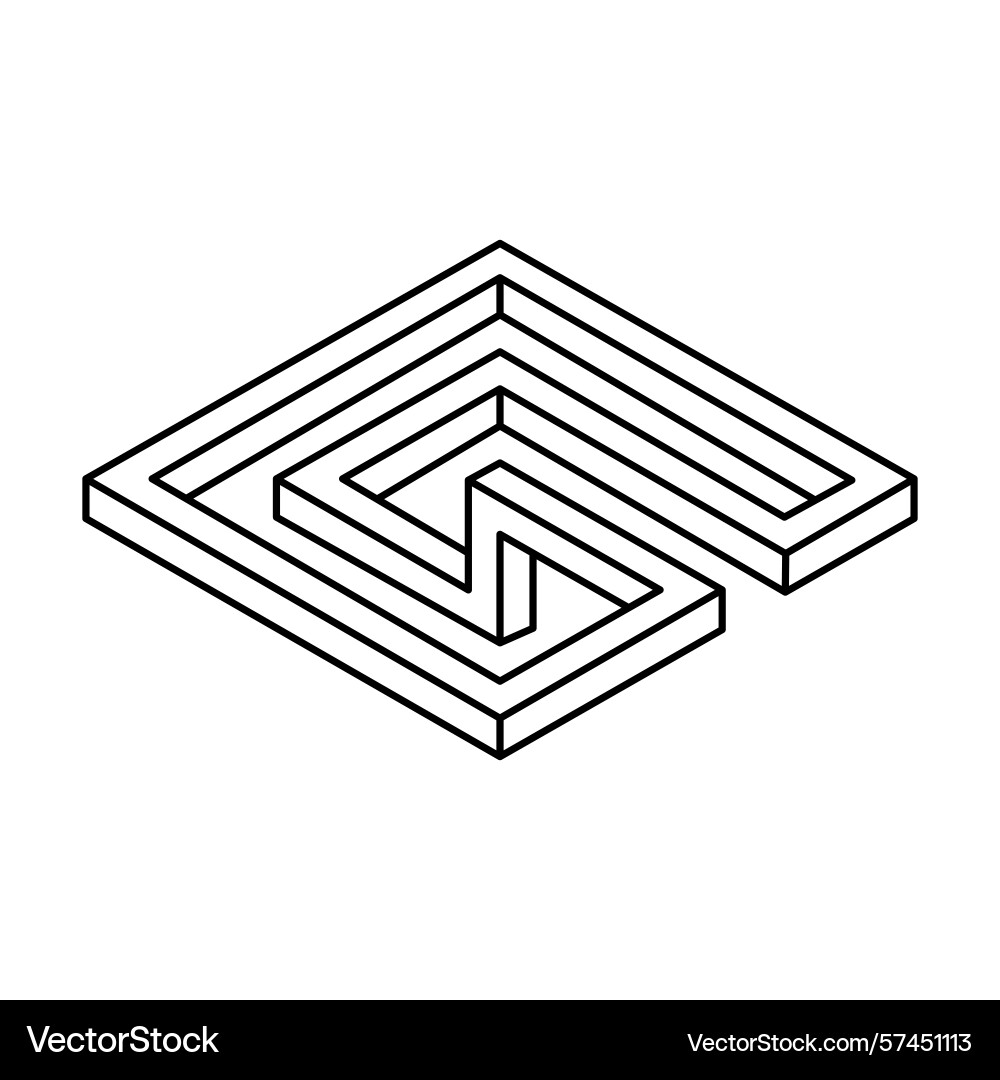 Optical illusion unreal geometric object Optical illusion unreal geometric object vector image