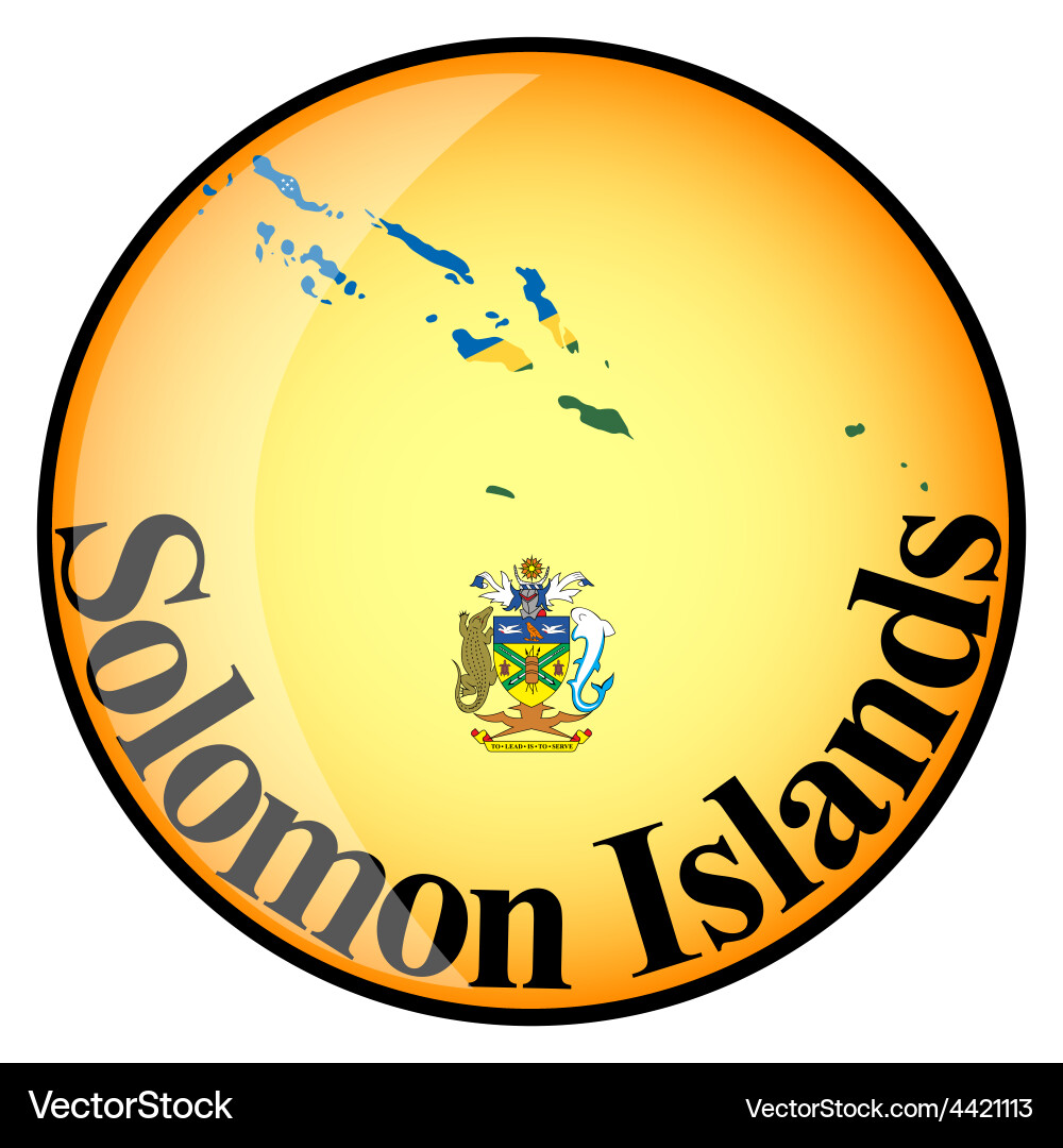 Orange button with the image maps of solomon Vector Image
