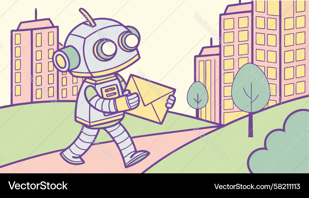 Robot Delivering Mail – Speed & Efficiency Vector Image