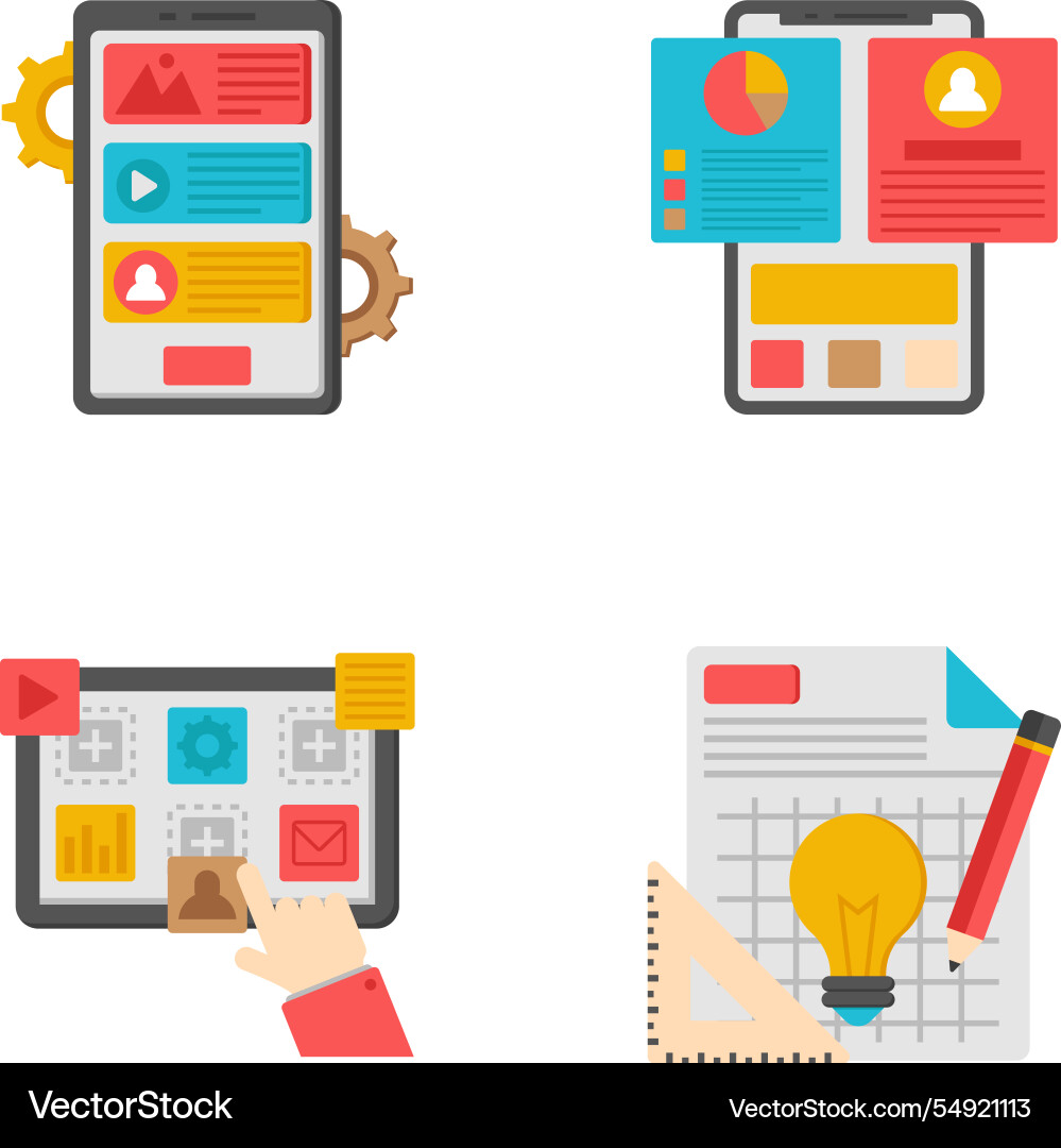Set der Programmierung und Entwicklung flache Icons vektorbild