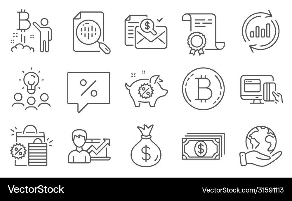 Set finance icons such as update data Vector Image