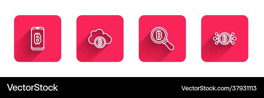 Set line mining bitcoin from mobile Set line mining bitcoin from mobile vector image