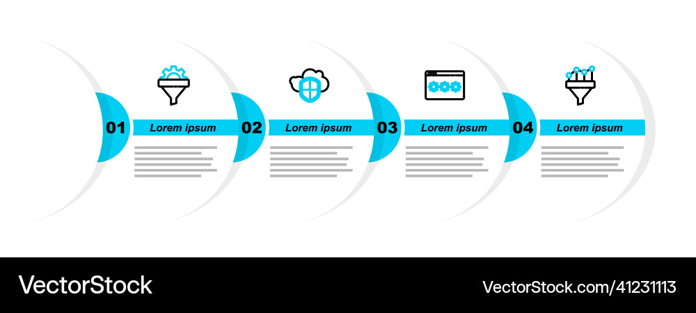 Set line sales funnel with chart password Vector Image