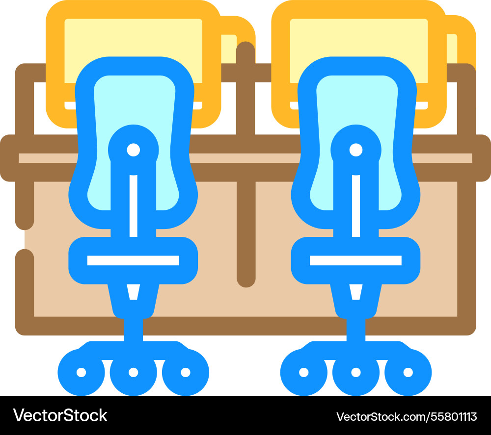 Shared workspace table hybrid work color icon Shared workspace table hybrid work color icon vector image