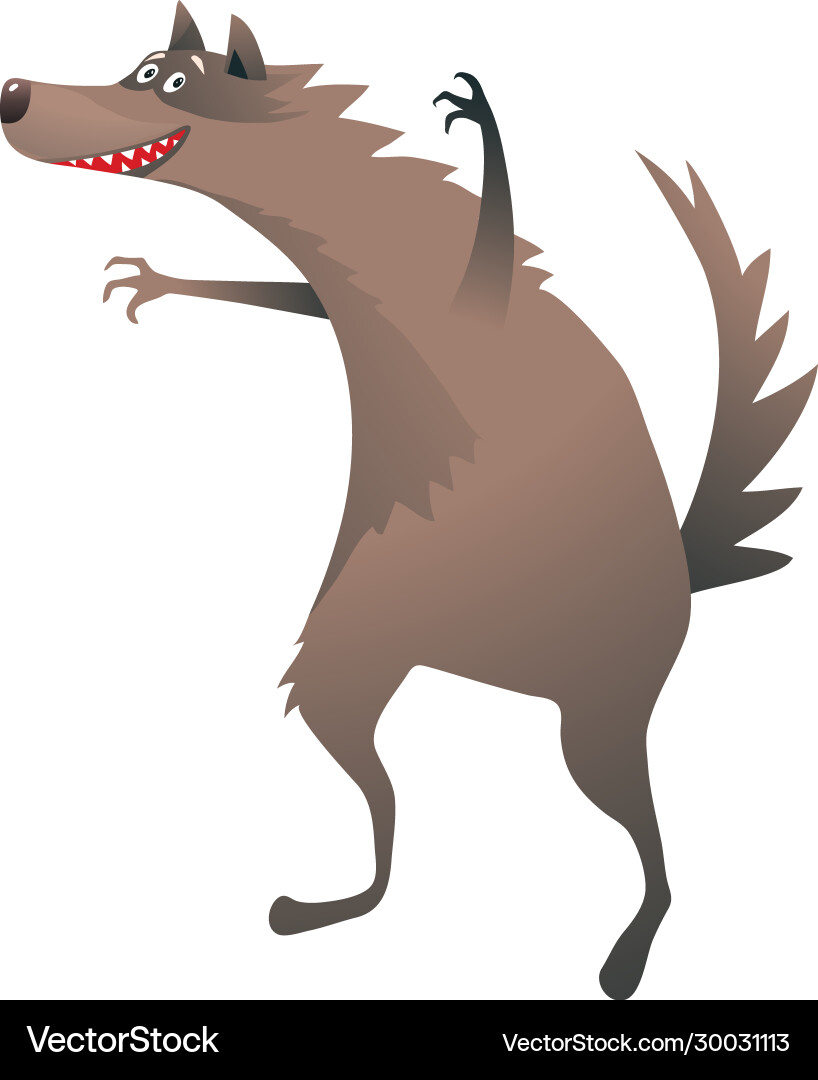 Wolf scary and funny beast character cute cartoon vector image