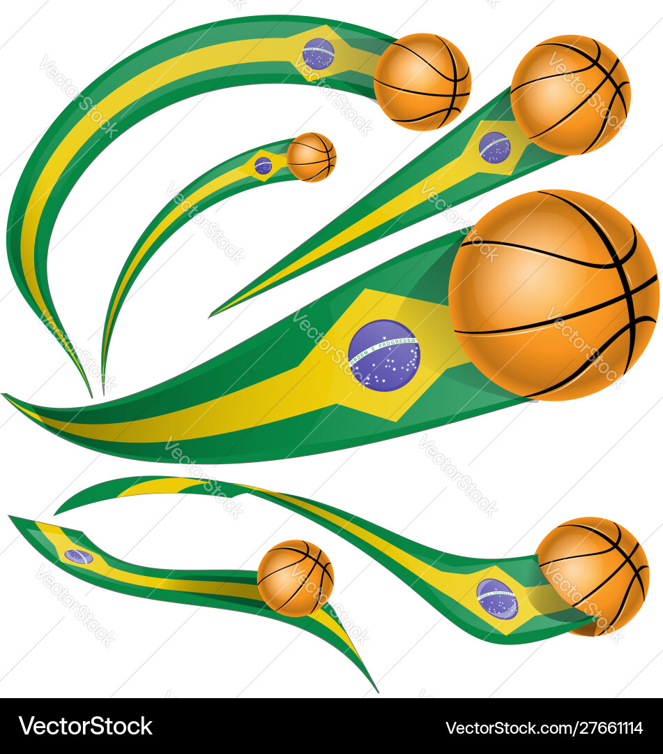 Brazil flag element with basketball Brazil flag element with basketball vector image