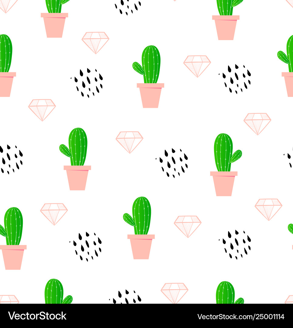 Cactus seamless pattern fun summer background Vector Image