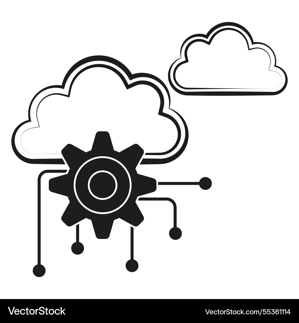 Cloud gear icon data connection symbol tech vector image