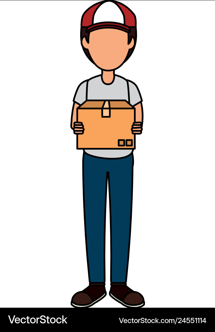 Delivery worker with box avatar character Delivery worker with box avatar character vector image
