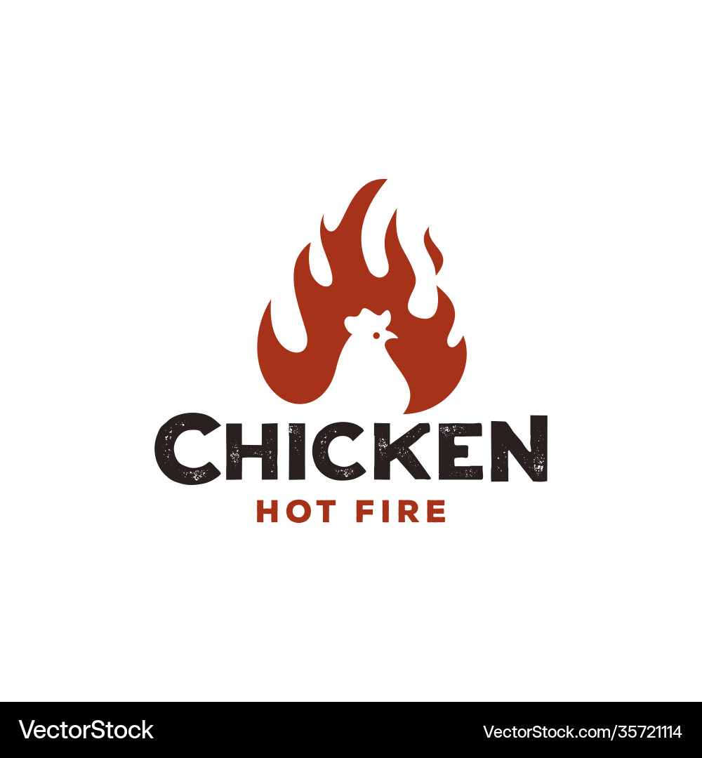 Fire chicken flame hot rustic logo icon Fire chicken flame hot rustic logo icon vector image