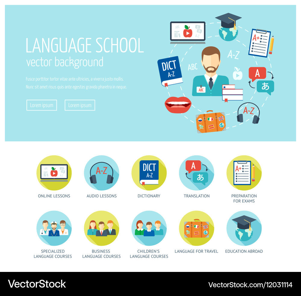 Foreign language learning web design concept Vector Image