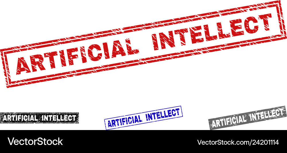 Grunge artificial intellect textured rectangle Vector Image