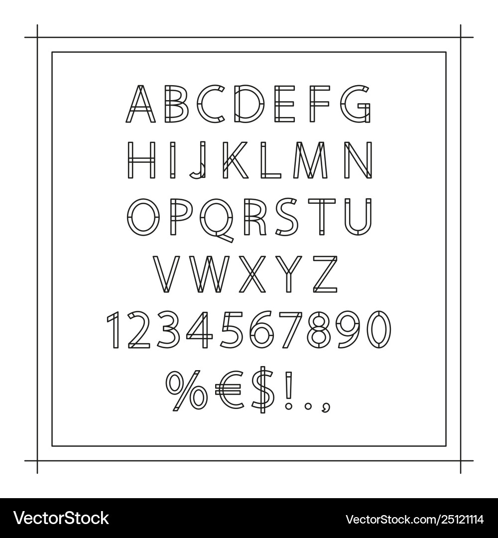 Linear Alphabet Set Vector Image