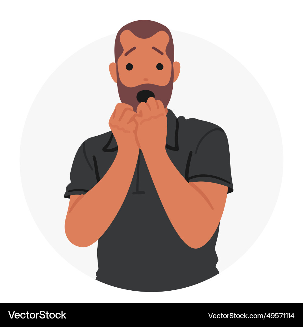 Man gripped by panic attack face contorted Man gripped by panic attack face contorted vector image