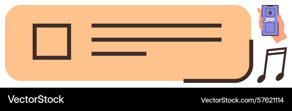 Music player ui with rectangle elements and hand Music player ui with rectangle elements and hand vector image