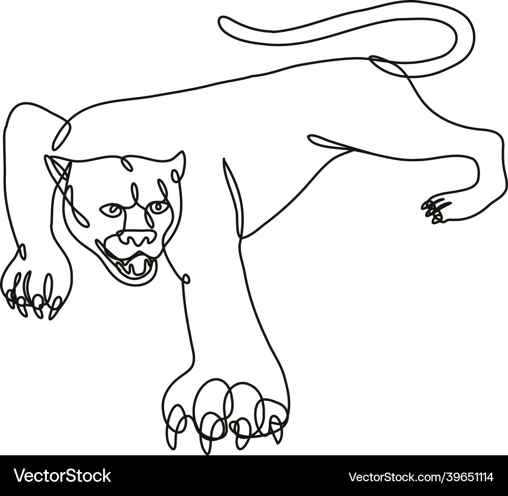 Panther crouching continuous line drawing vector image