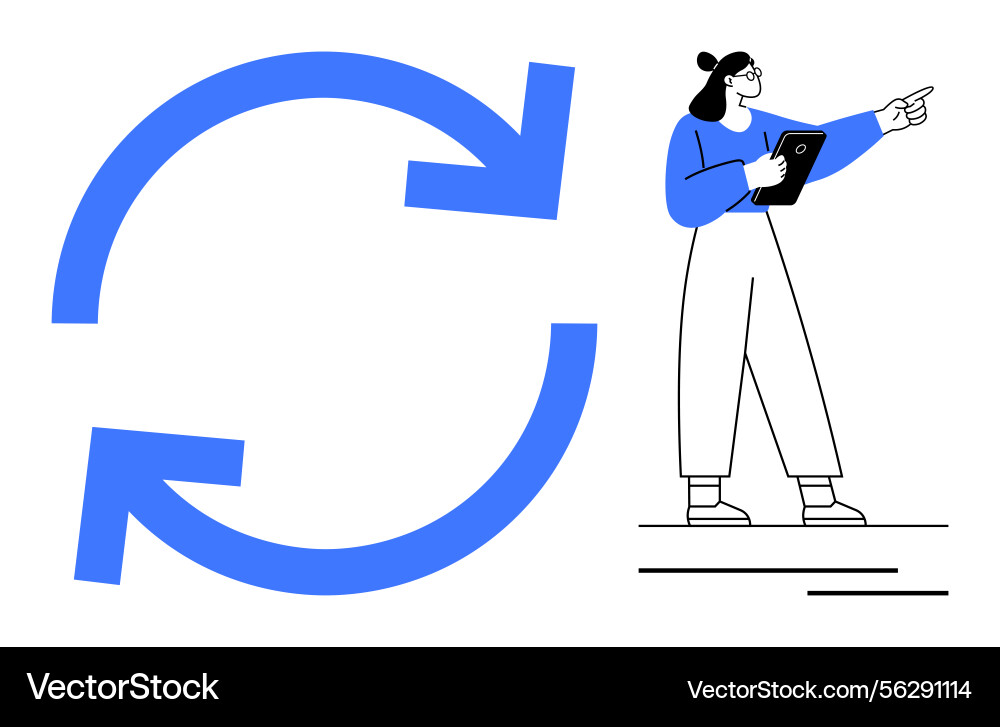 Person reviewing and directing tasks with large Person reviewing and directing tasks with large vector image