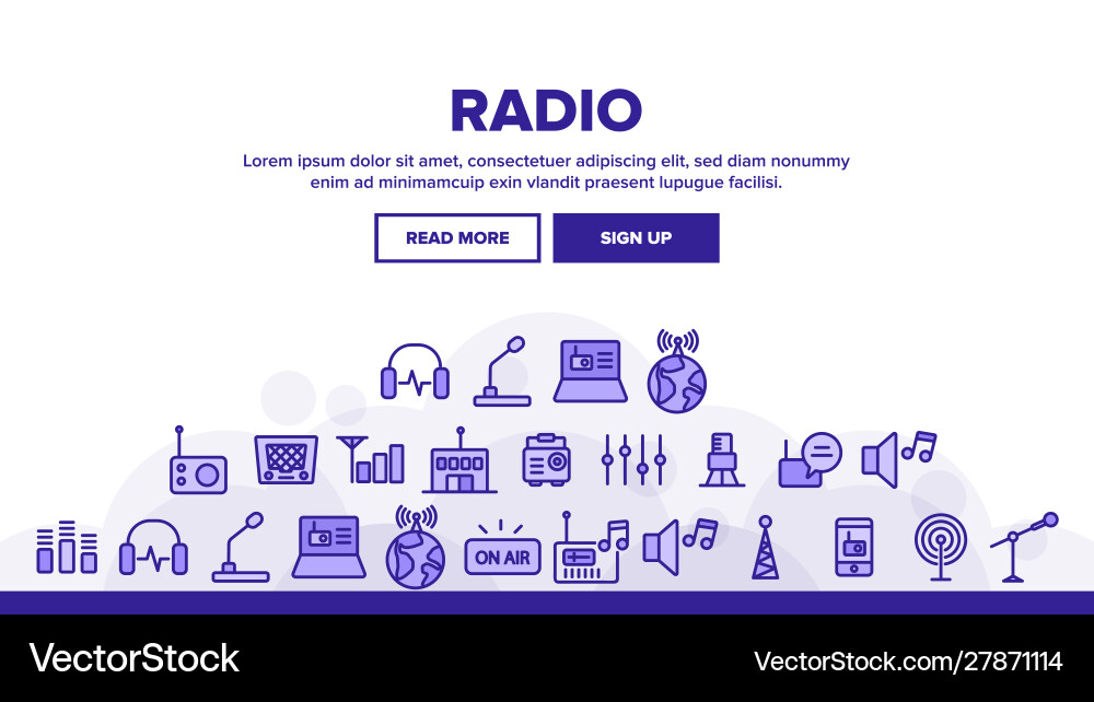 Radio program landing header Radio program landing header Vector Image