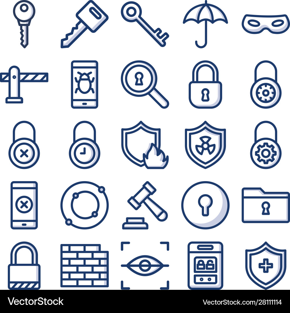 Security isolated icons set every single c Vector Image