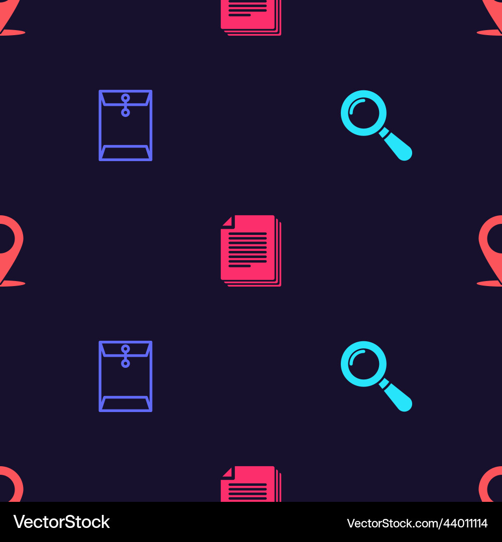 Set magnifying glass envelope document and map Vector Image
