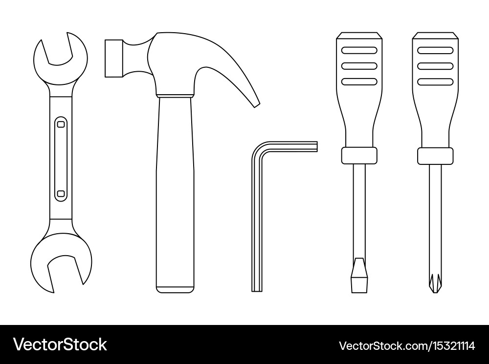 Tool Line Icons - Hardware Set vector image