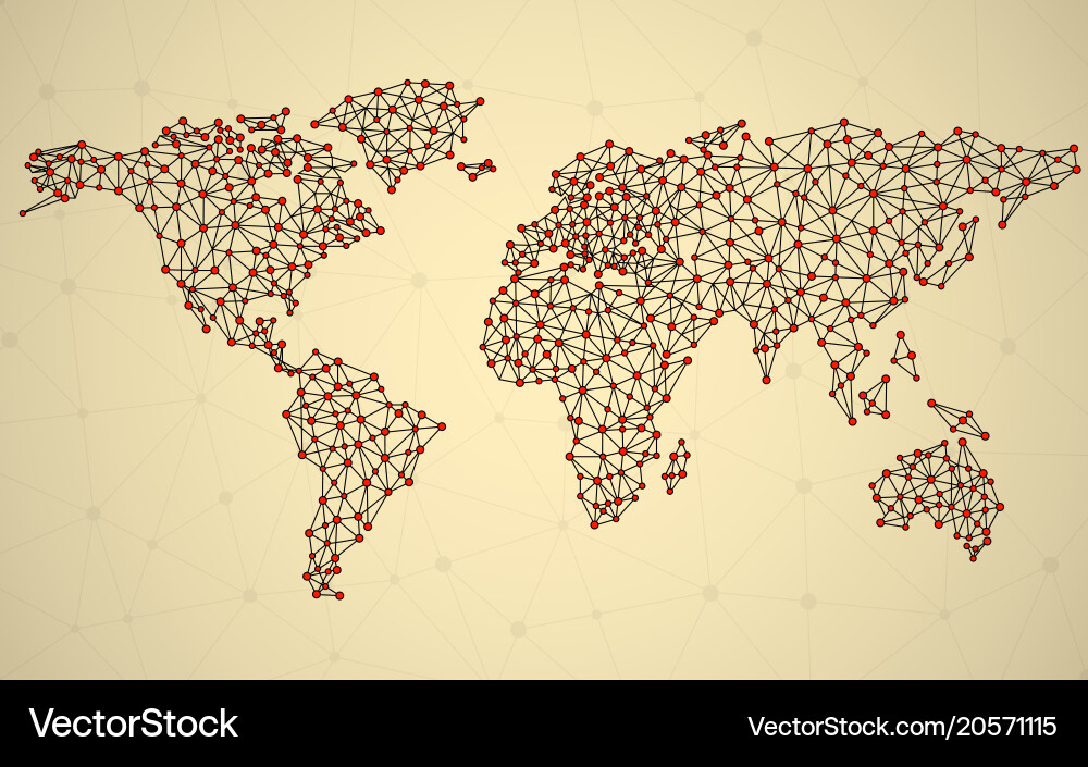 Abstract polygonal world map with dots and lines vector image