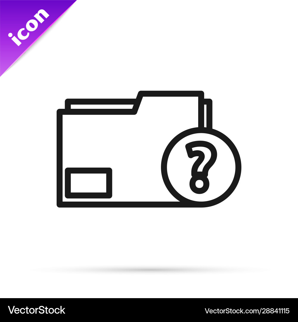 Black line unknown document folder icon isolated Black line unknown document folder icon isolated vector image