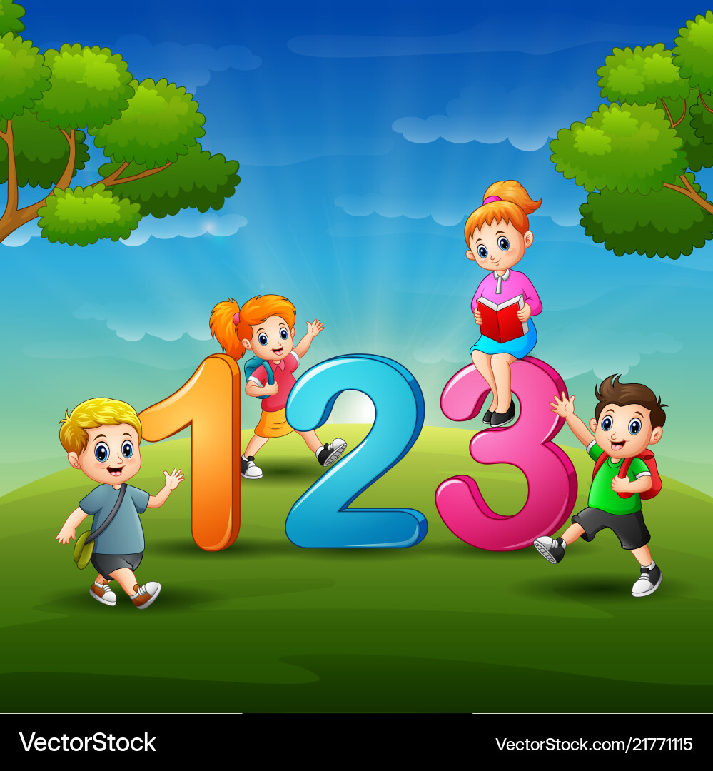 Children are learn number vector image
