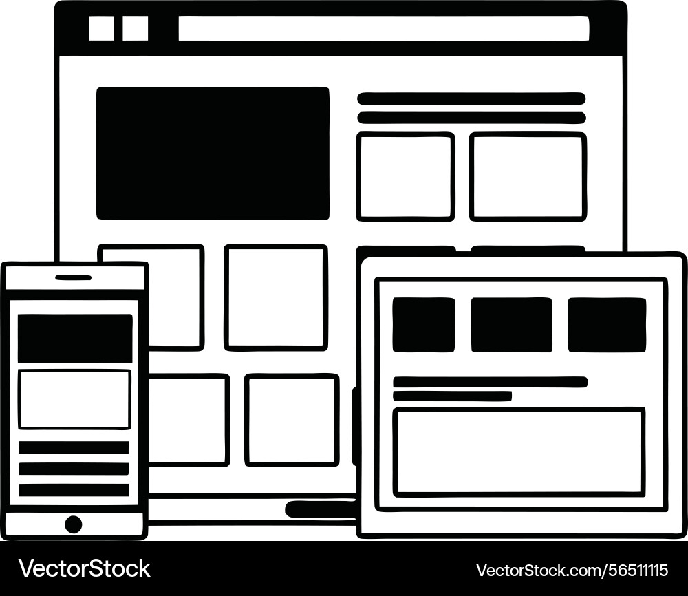 Digital showcasing responsive website design vector image