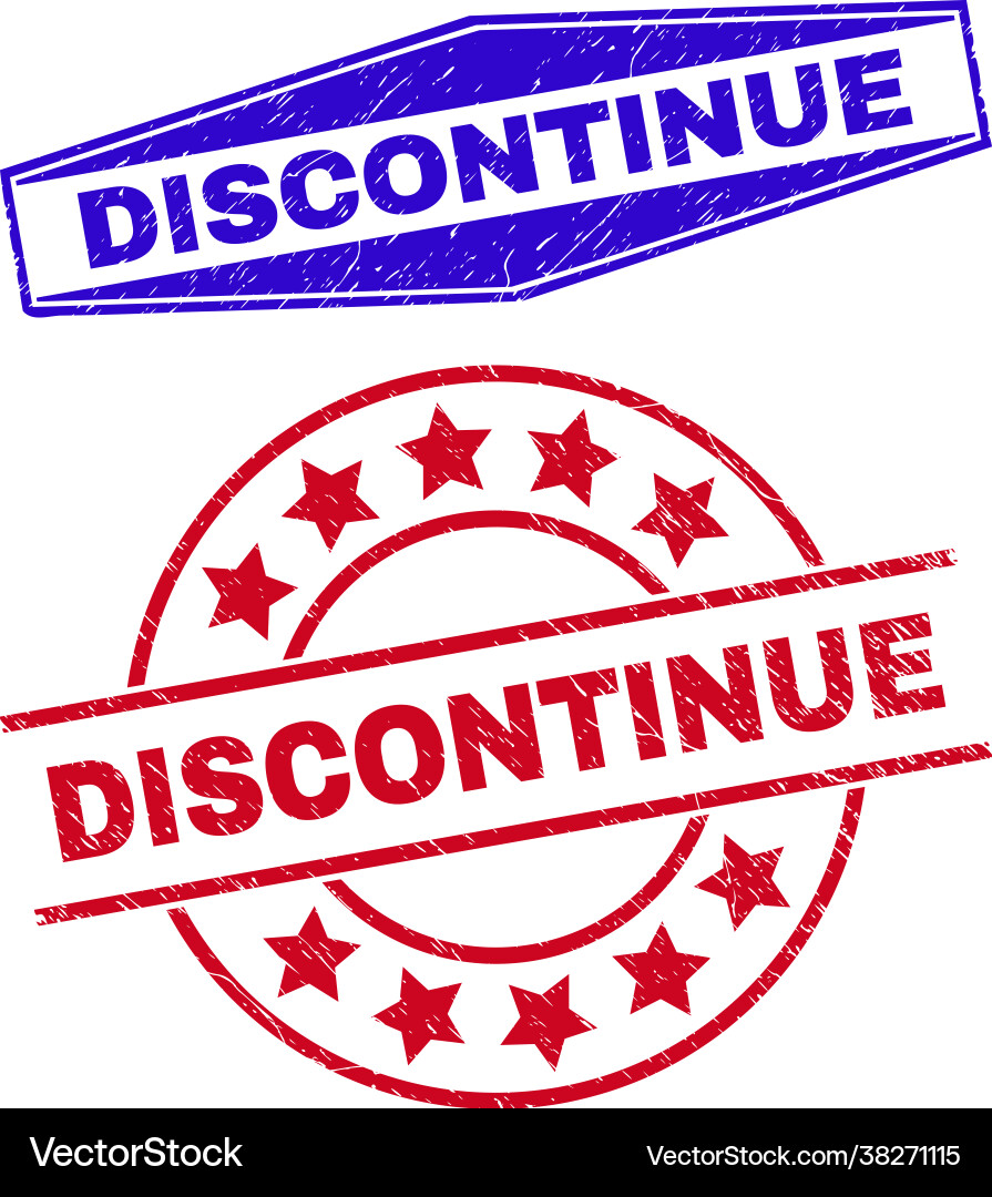 Discontinue unclean badges in circle and hexagonal Discontinue unclean badges in circle and hexagonal vector image