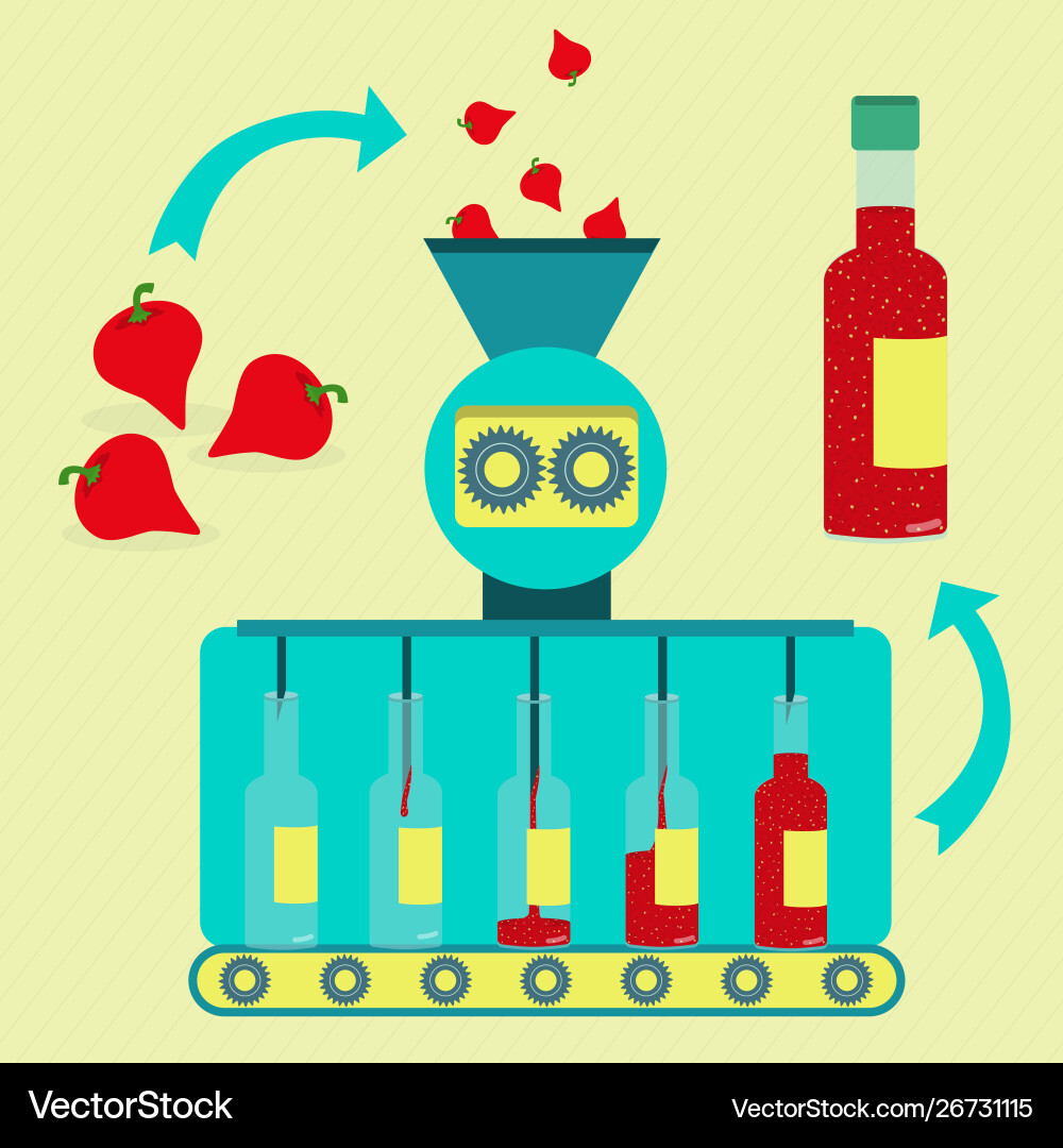 Factory pepperpout sauce Factory pepperpout sauce vector image