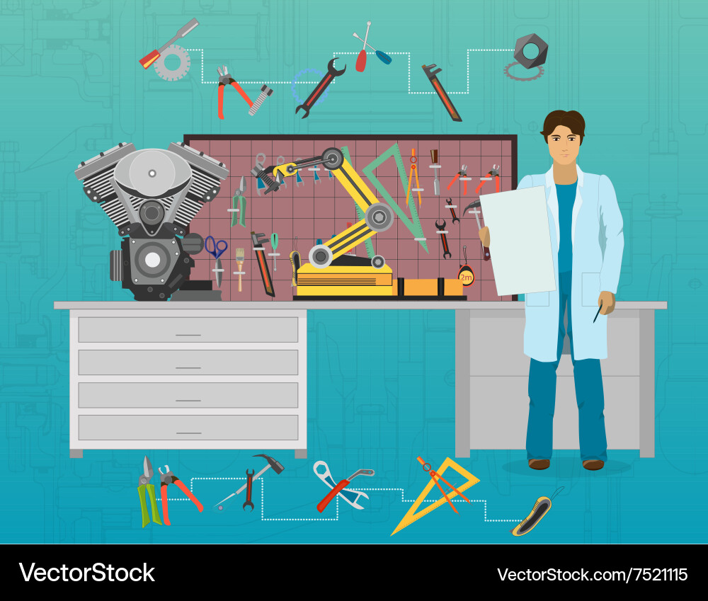 Mechanic developer in science and technology vector image