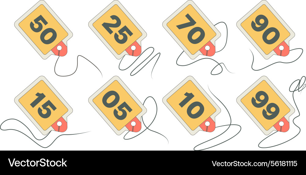 Modern number tags set with string detail Modern number tags set with string detail Vector Image