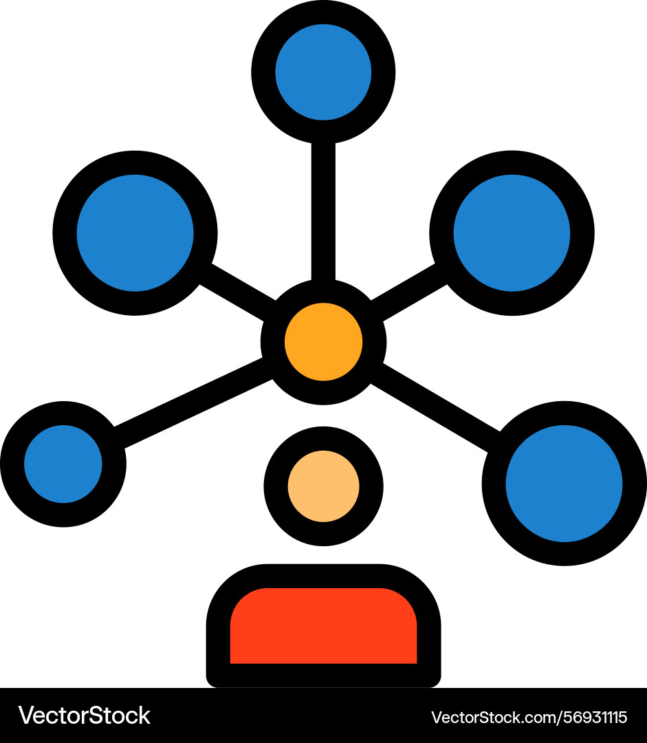 Networking line filled style icon design vector image