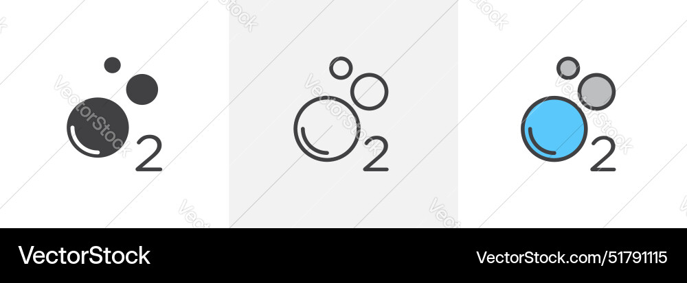 Oxygen o2 icon set black filled and outlined style Oxygen o2 icon set black filled and outlined style vector image