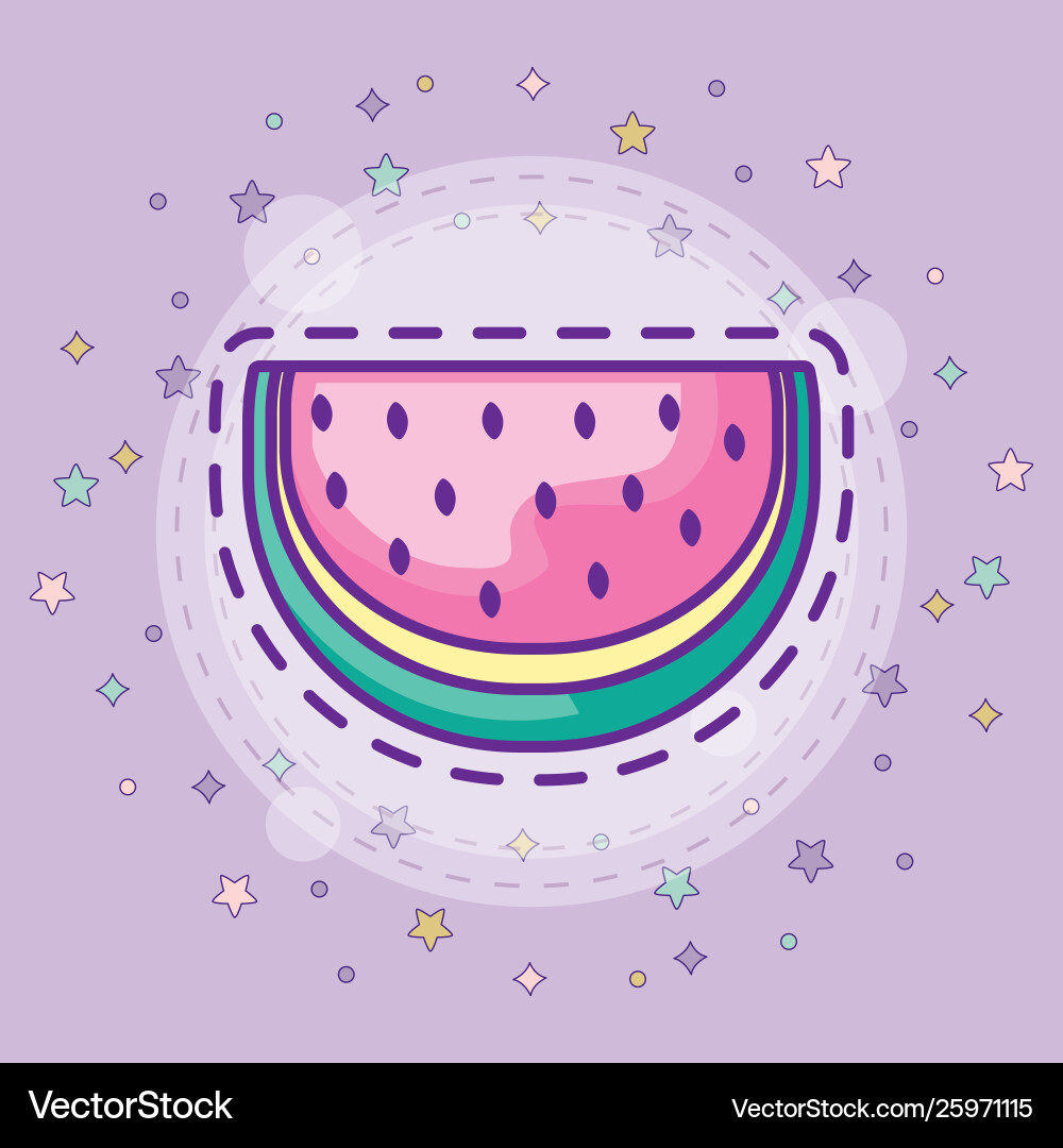 Patch delicious slice watermelon Vector Image