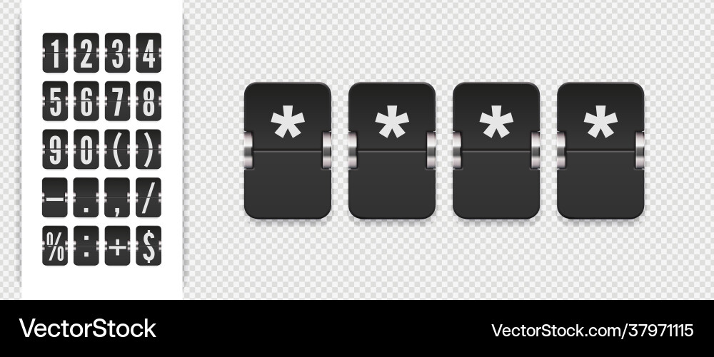 Pin code template analog countdown number Vector Image