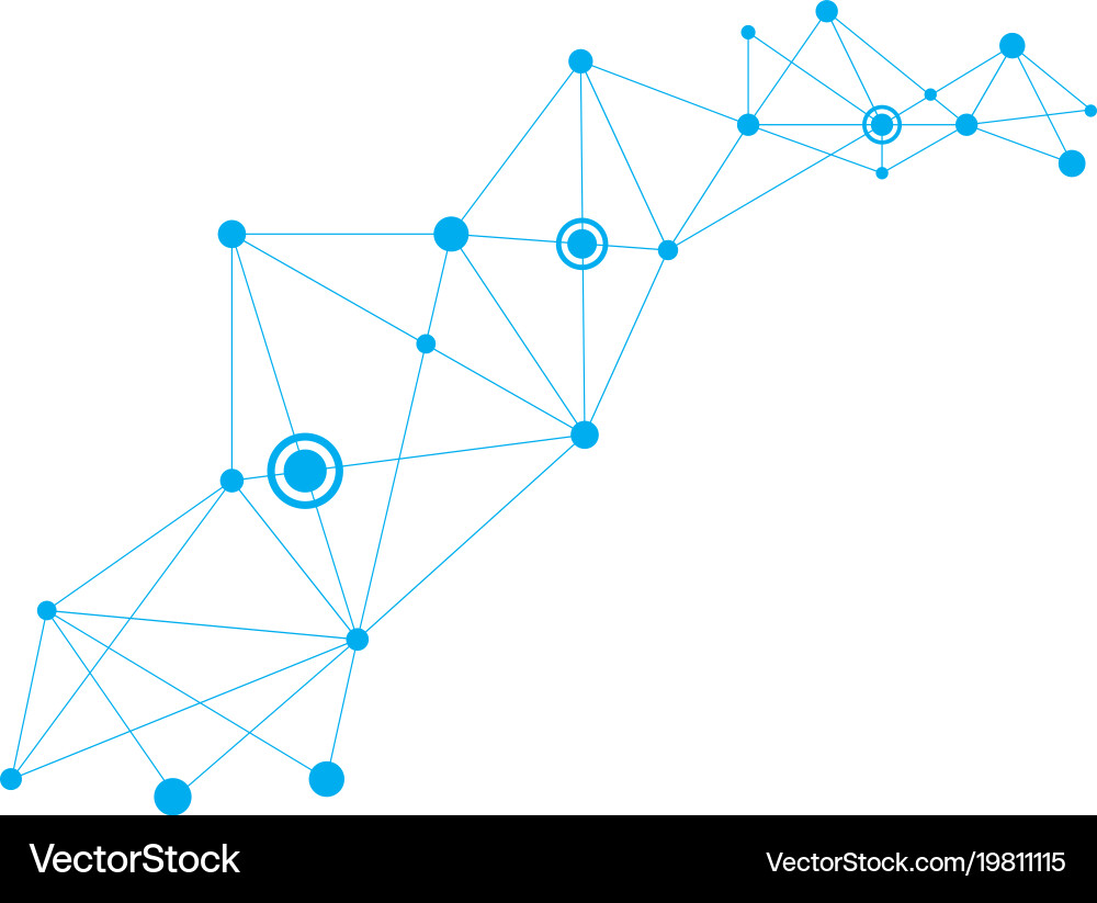 Polygonal space background with connecting dots vector image