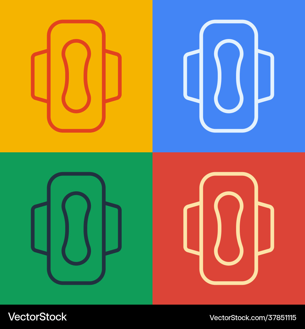 Pop art line menstruation and sanitary napkin icon Pop art line menstruation and sanitary napkin icon Vector Image