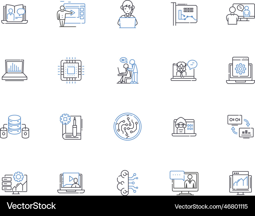 Web page line icons collection navigation design Web page line icons collection navigation design vector image