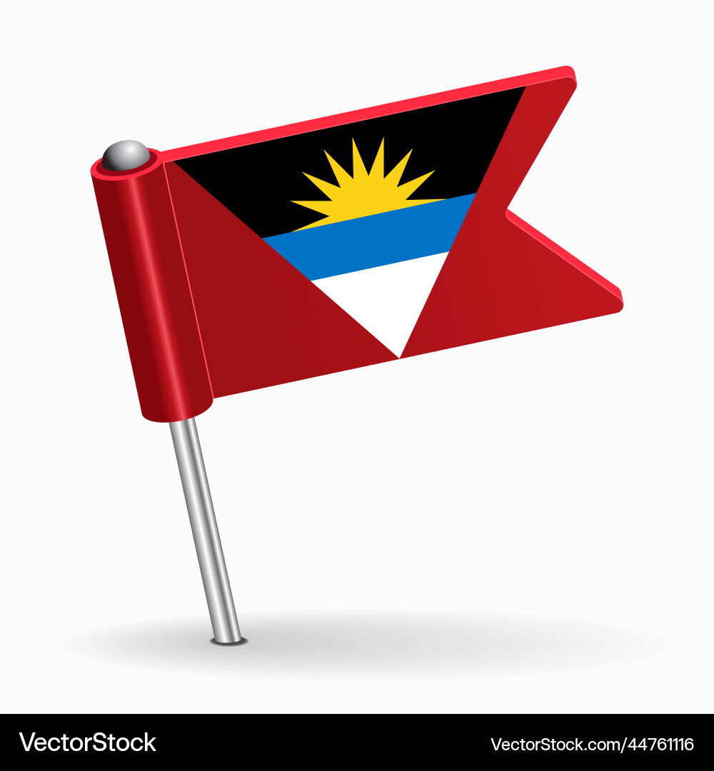 Antigua and barbuda flag map pointer layout Vector Image