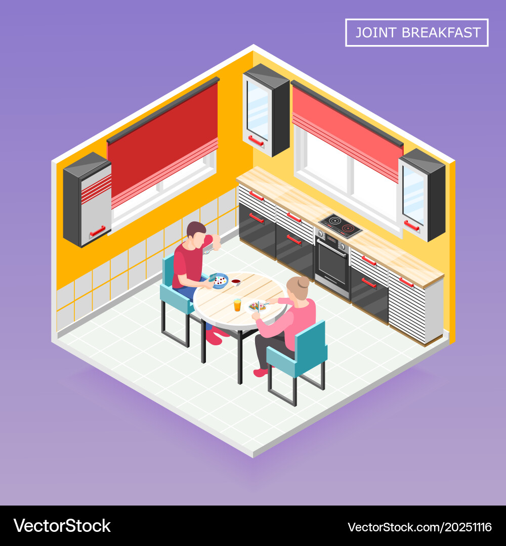 Daily routine isometric composition vector image