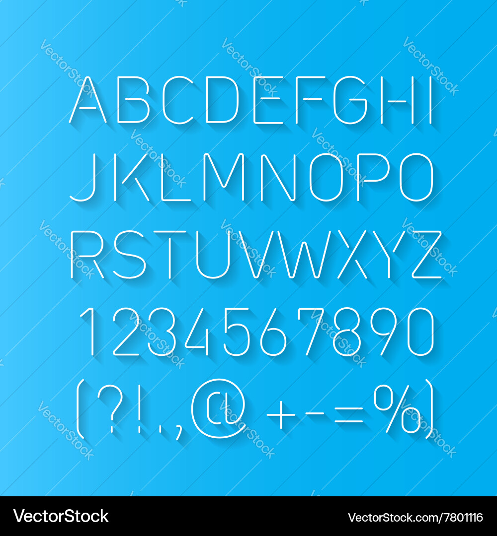 Font thin lines with shadow Vector Image