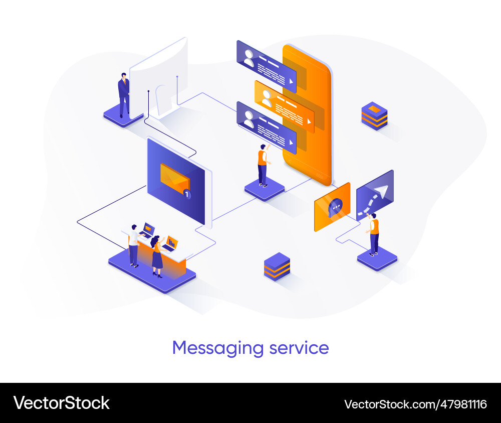Messaging service isometric web banner internet vector image