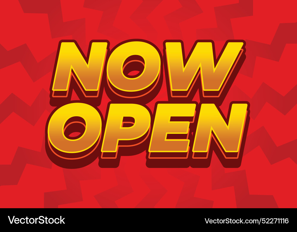 Now open text effect in 3d style with good colors Vector Image