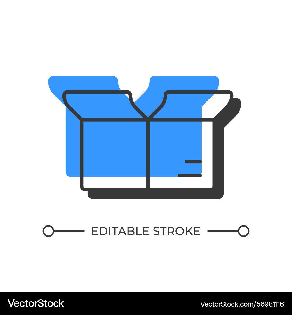 Open box offset shadow line icon Open box offset shadow line icon vector image