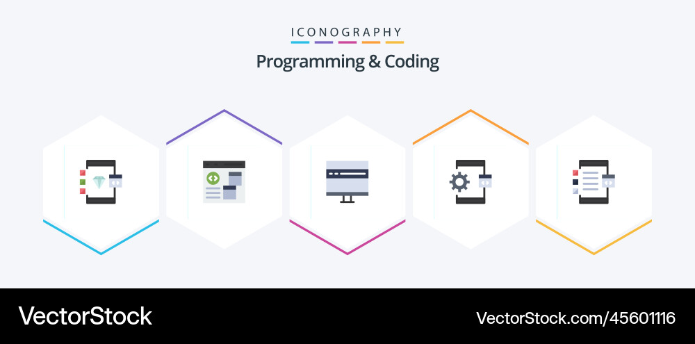 Programmierung und Kodierung 25 flache Icon-Pack vektorbild