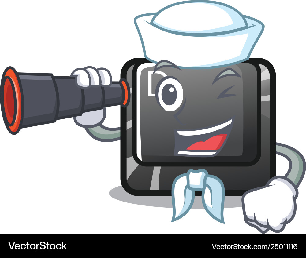 Sailor with binocular d button installed in game Sailor with binocular d button installed in game Vector Image