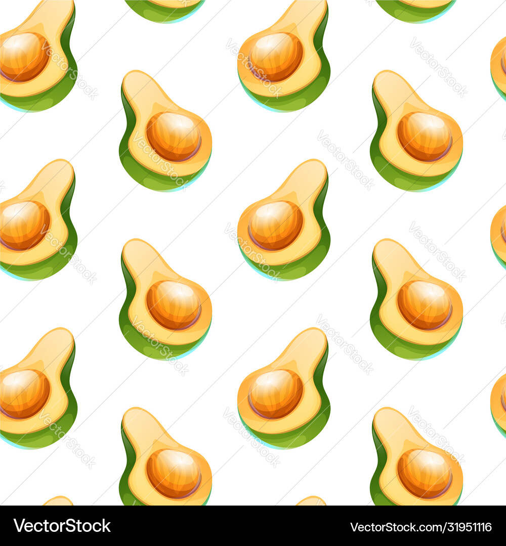 Seamless pattern with avocado in cartoon style Vector Image