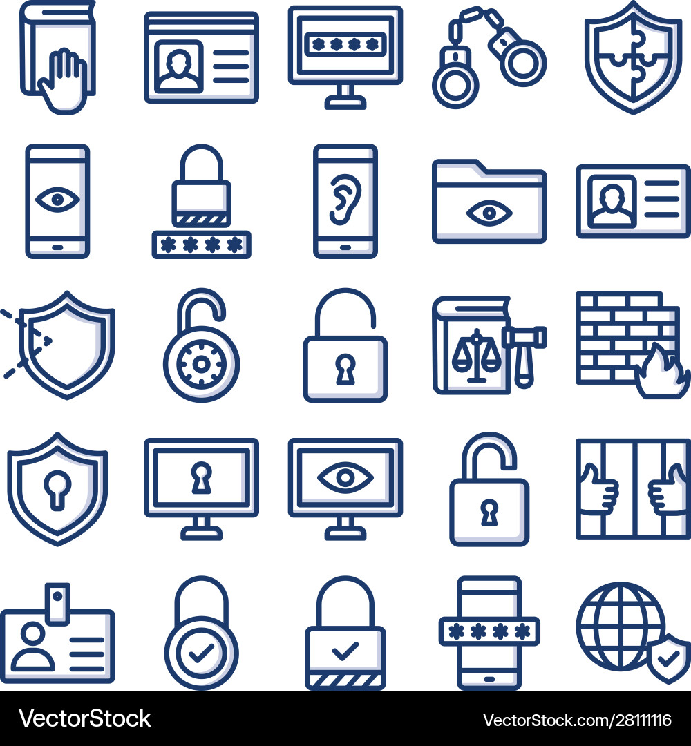 Security isolated icons set every single c vector image
